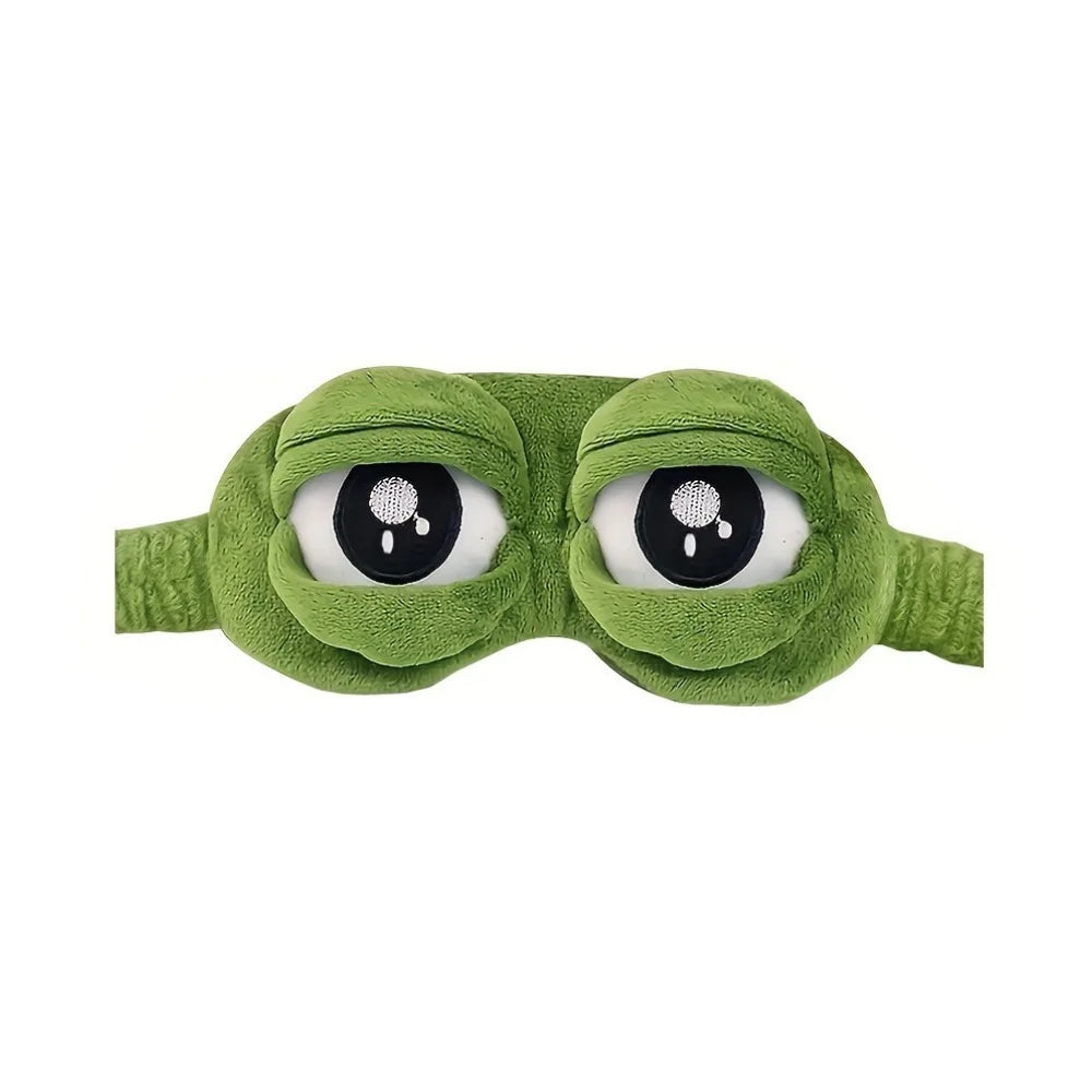 3D Frog Sleep Mask – Soft Plush Blindfold for Travel & Home Sleep Mask QXL green
