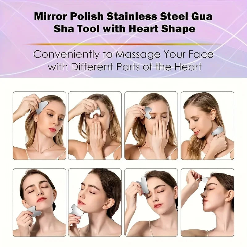 Stainless Steel Facial Contour Scraping Board & Brush Set Facial Contouring Tool QXL
