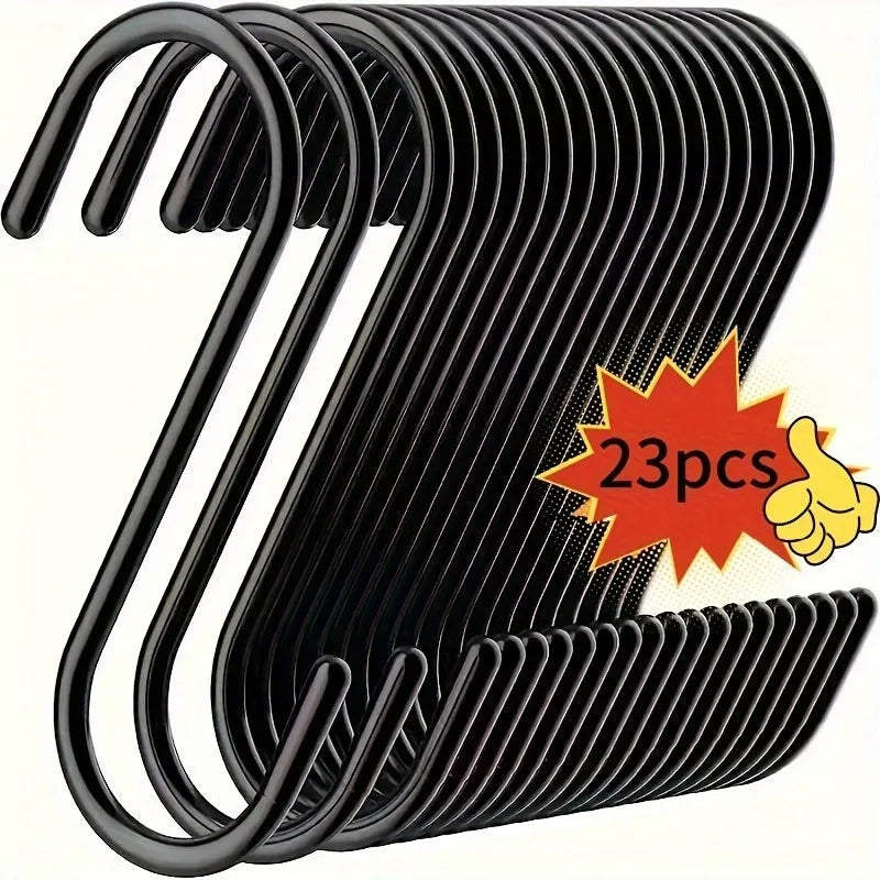 23-Piece Black Stainless Steel Multifunction Hooks Set Wall Hooks Set QXL