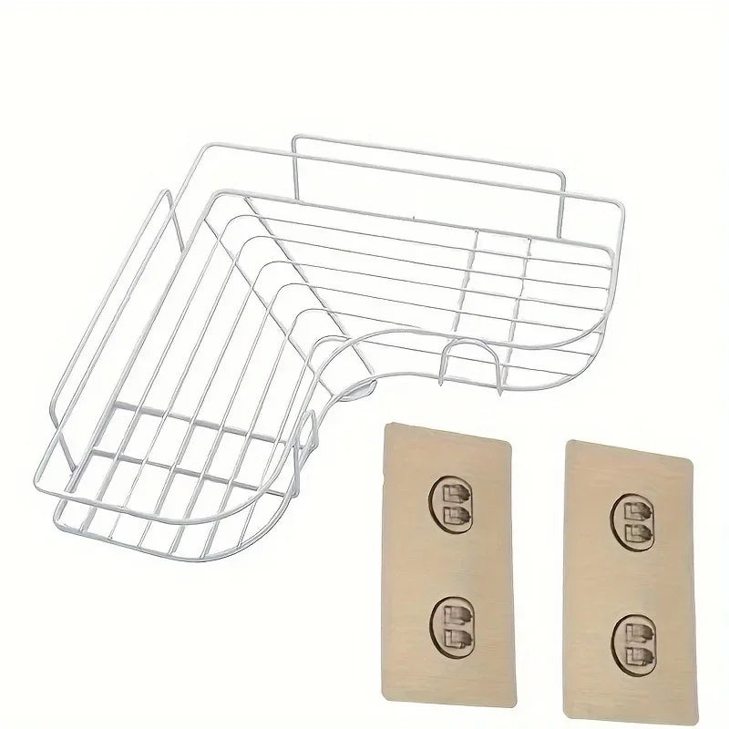 Punch-Free Corner Bathroom Shelf | Iron Tripod Storage Stand Bathroom Corner Shelf QXL WHITE 1PC