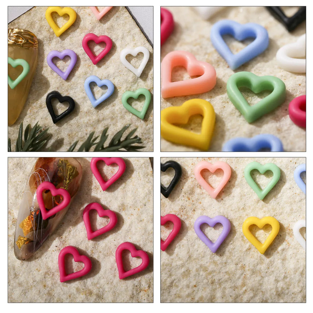 100-Pack Heart Flat Back Nail Charms | DIY Cabochons Nail Art Charms QXL