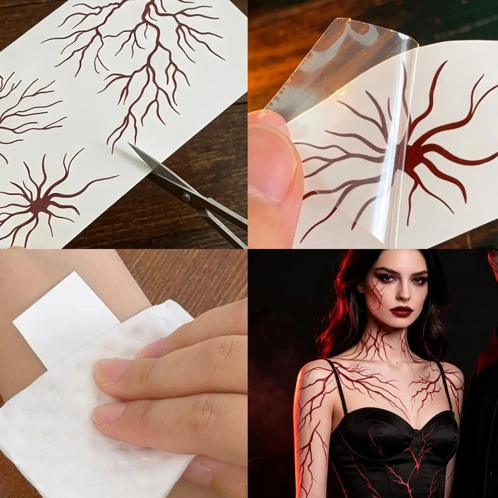10-Pack Halloween Vein Temporary Tattoo Stickers | Body Art Temporary Tattoo Stickers QXL