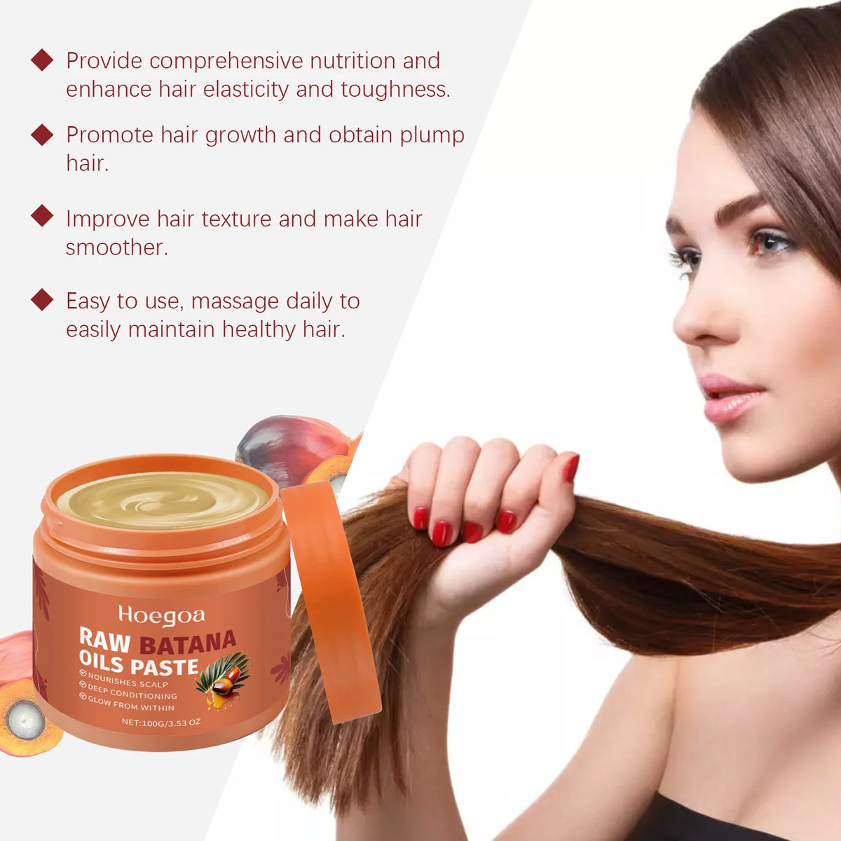 HOEGOA Batana Oil Hair Mask – Dry Hair Repair & Smoothing Deep Conditioning Hair Mask QXL