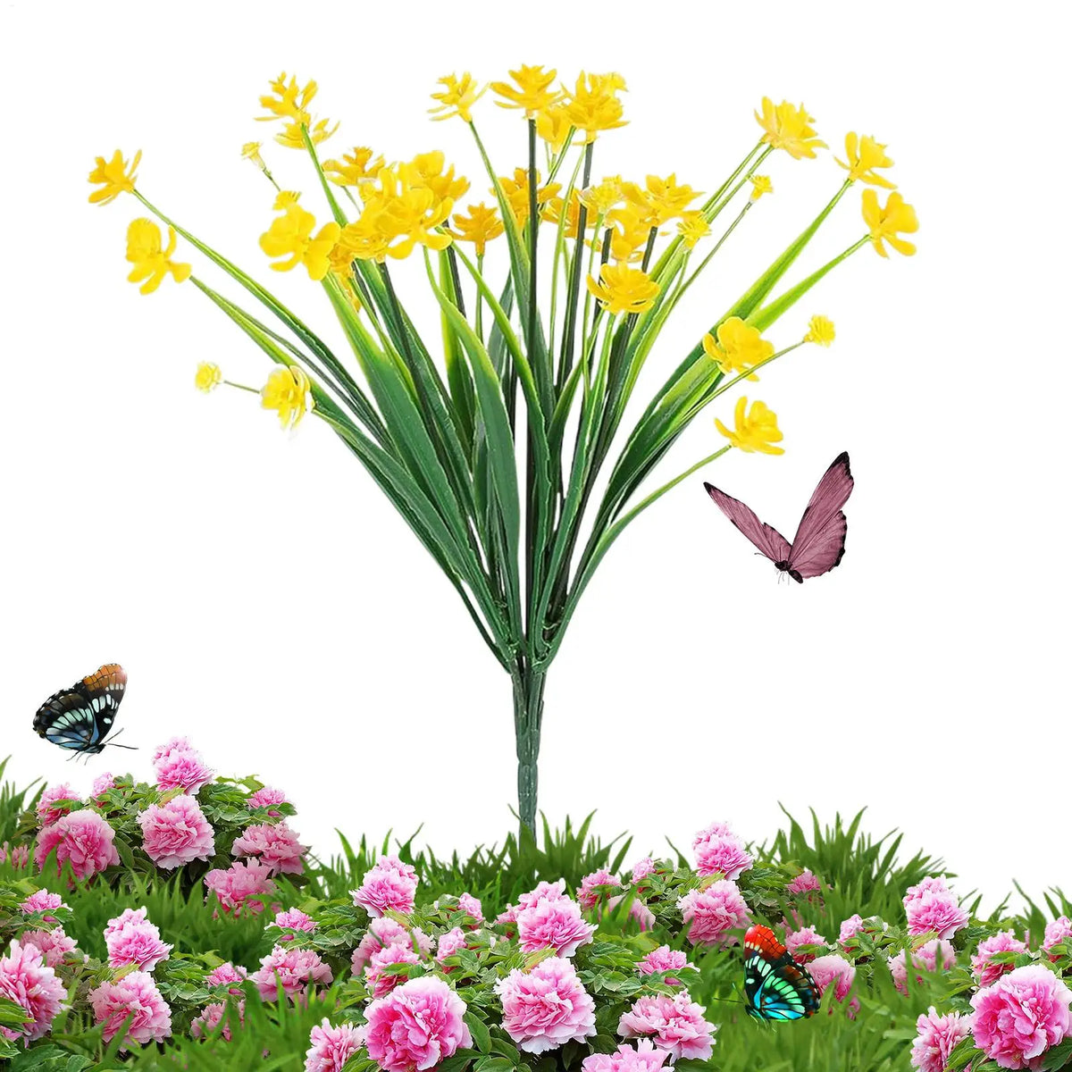 Artificial Violet Faux Flowers | UV-Resistant Outdoor Decor Artificial Flowers QXL
