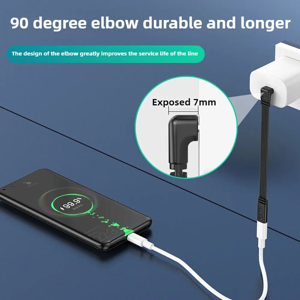 90° USB-C Extension Cable 45W Fast Charging 480Mbps Data USB-C Extension Cable QXL