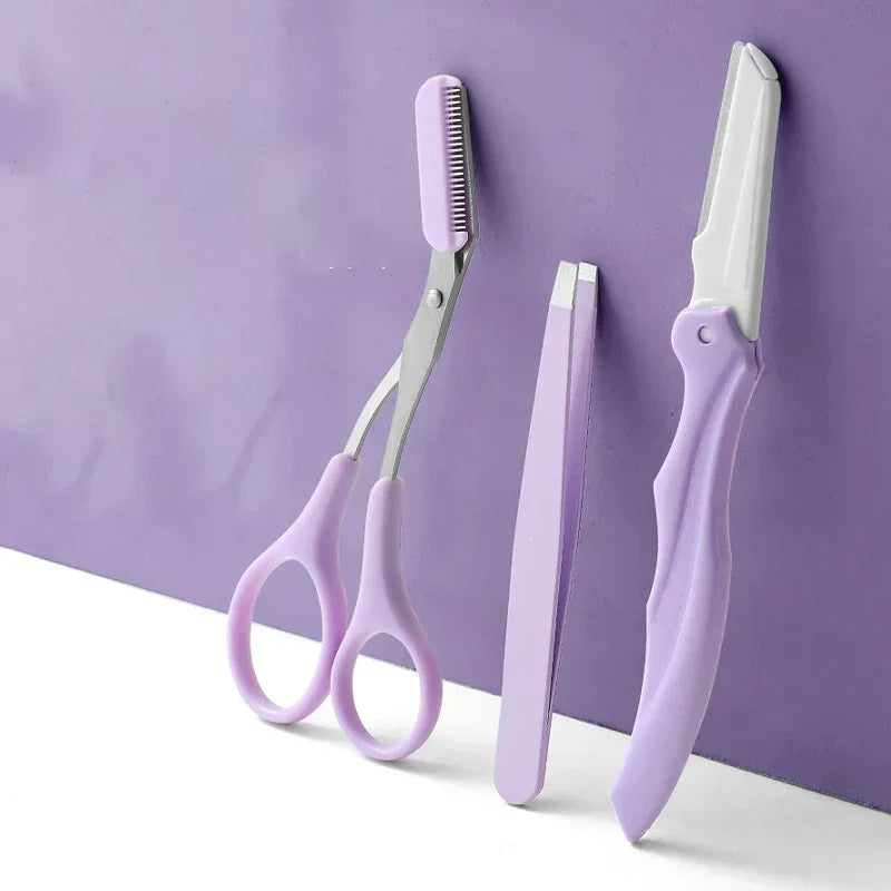 3-Piece Eyebrow Scissors, Razor & Comb Trimming Set Eyebrow Trimming Set QXL
