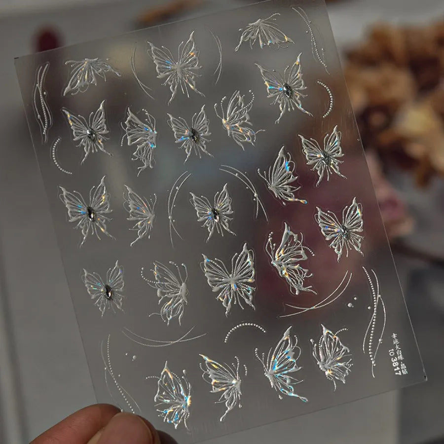 5D Kawaii Butterfly Nail Art Stickers | Glitter Decals Nail Art Stickers QXL
