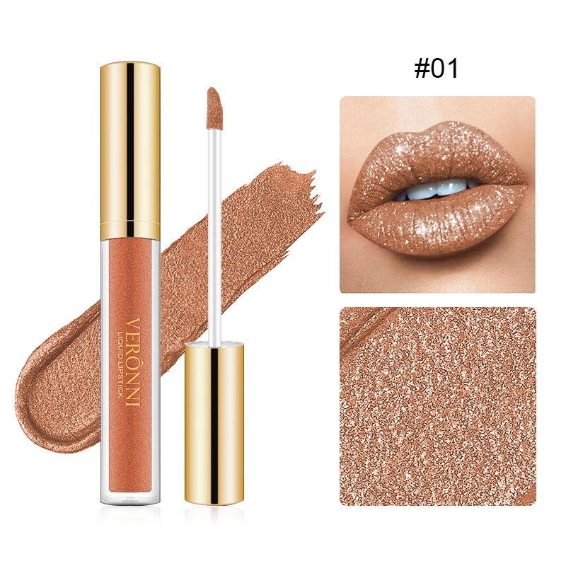 15-Color Glitter Liquid Lipstick & Shimmer Lip Gloss Set Glitter Liquid Lipstick QXL 01