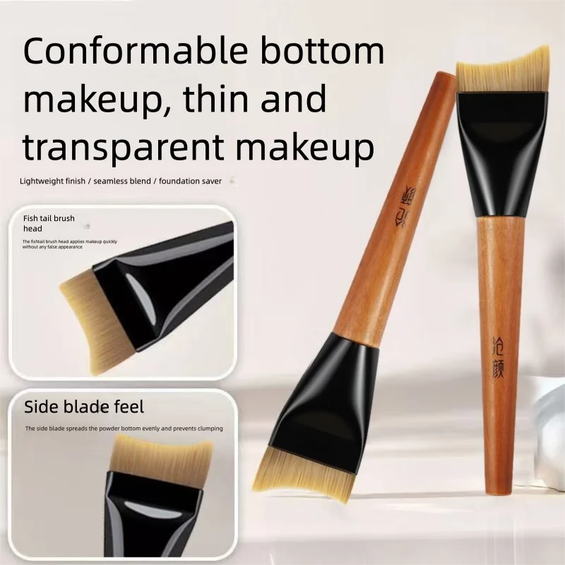 Fish-Tail Crescent Foundation & Concealer Brush – No Powder Abs Foundation Brush QXL