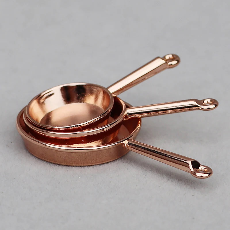 1:12 Dollhouse Miniature Cookware Set – Metal Frying Pan & Casserole Dollhouse Miniature Set QXL