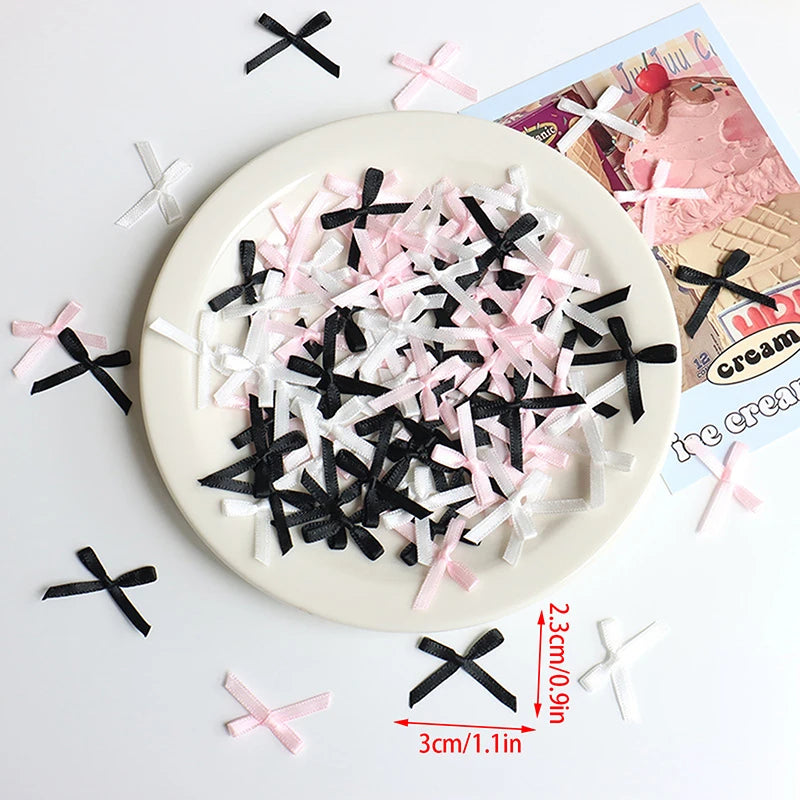 100-Pack Satin Ribbon Bows 20-30mm | DIY Craft & Gift Decor Ribbon Bow Embellishments QXL