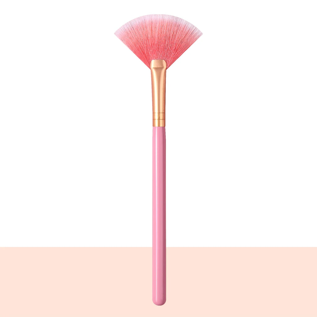 KOSSHOW Fan Highlighter & Contour Brush Set – 2 Pcs Fan Makeup Brush Set QXL Pink
