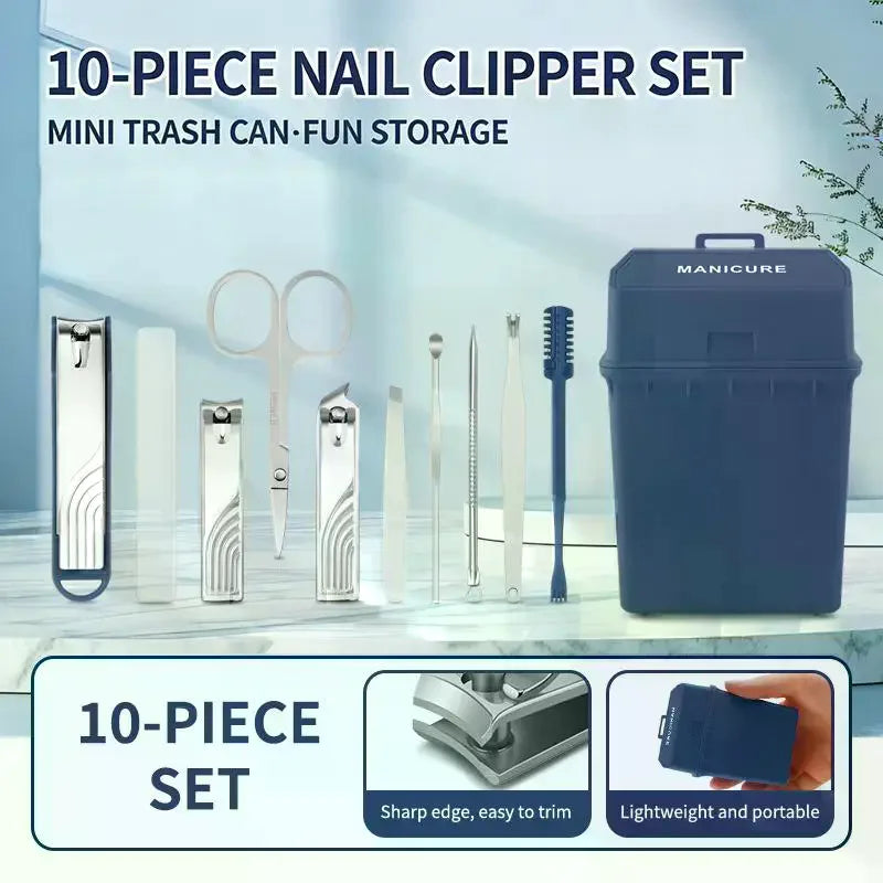10-Piece Anti-Splash Stainless Steel Nail Clipper Set Nail Clipper Set QXL