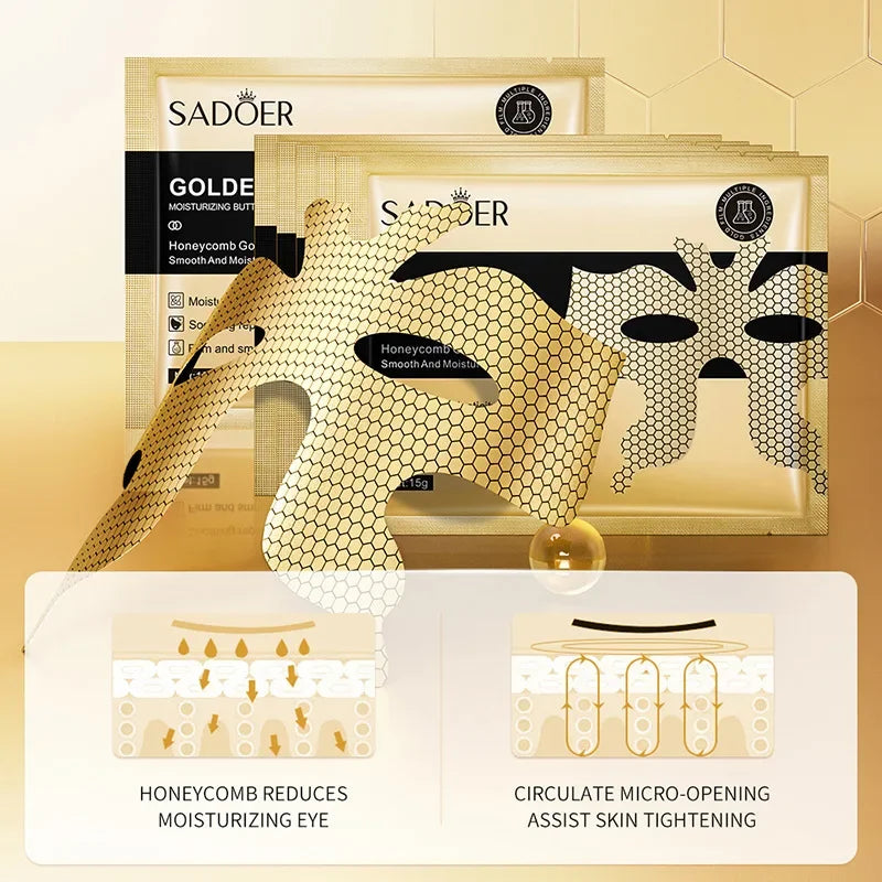 SADOER Peptide Golden Collagen Eye Masks 10 Pairs | Firming Collagen Eye Mask QXL