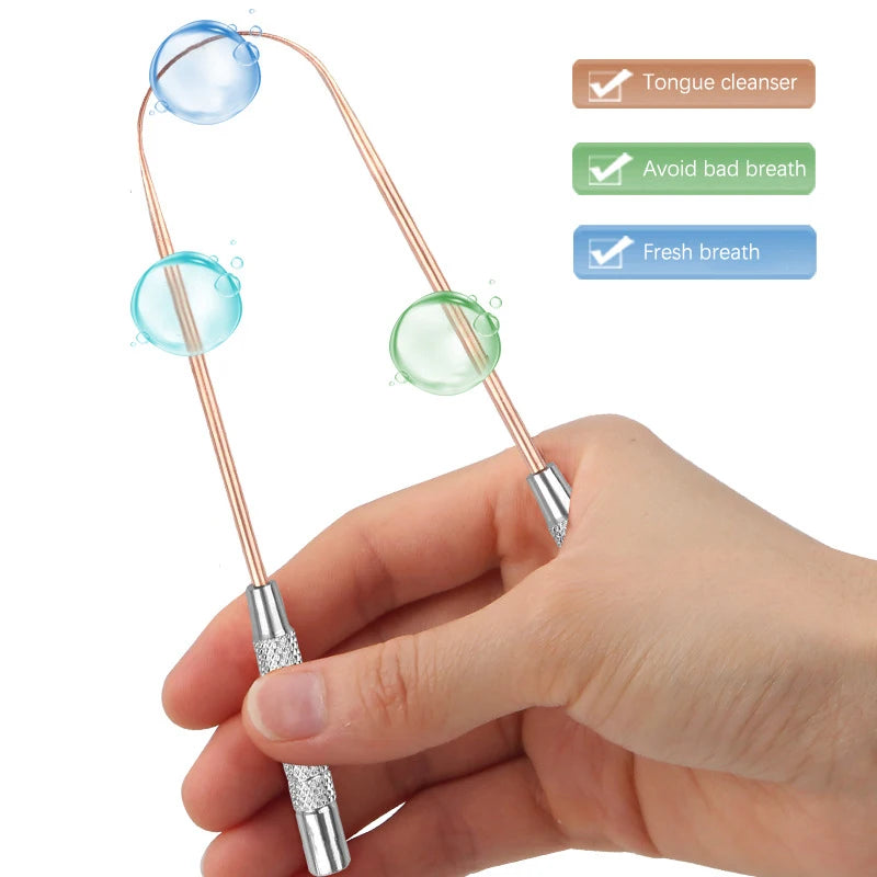 Copper Tongue Scraper | Stainless Steel Oral Hygiene Cleaner Tongue Scraper QXL