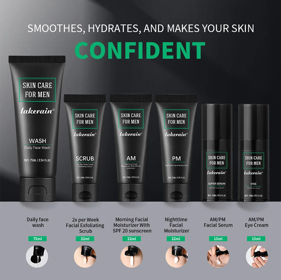 Men's 3-in-1 Skin Care Kit | Face Wash, Moisturizer & Eye Cream Men's Skin Care Set QXL