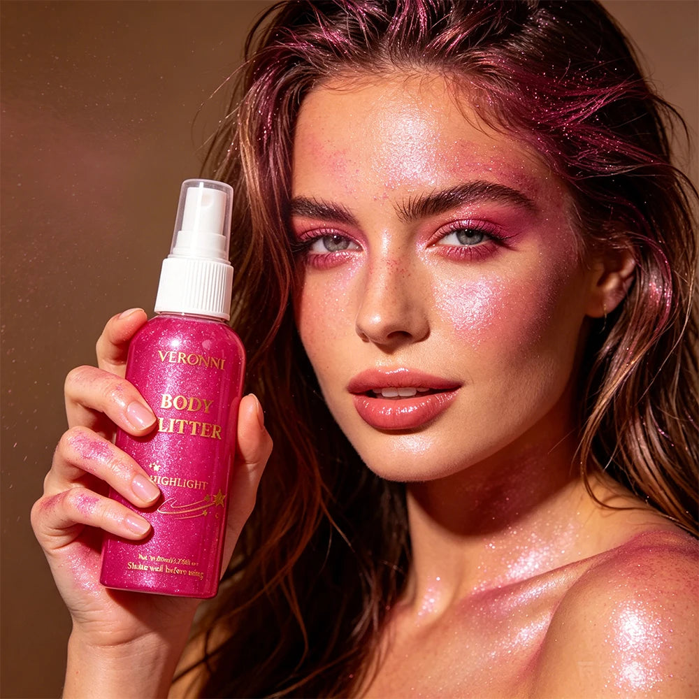 Shimmer Glitter Spray Mist – Face, Body & Hair Highlight Body Glitter Spray QXL