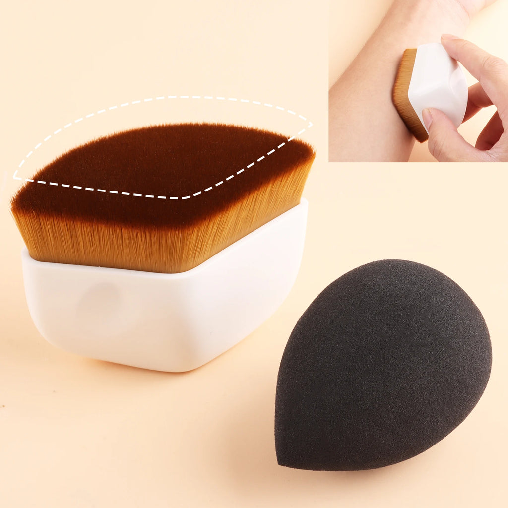 Ronshadow Triangle Foundation Brush & Sponge Set – 3 Pc Foundation Brush Set QXL
