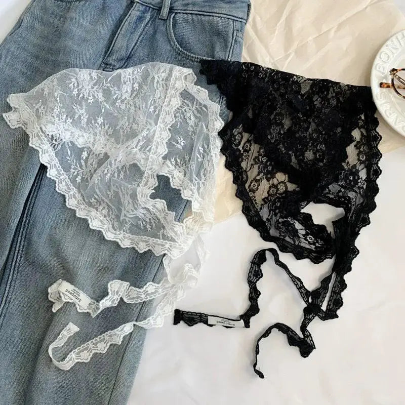 Lace Triangle Bandana Scarf | Head Wrap & Waist Belt Lace Scarf Wrap QXL