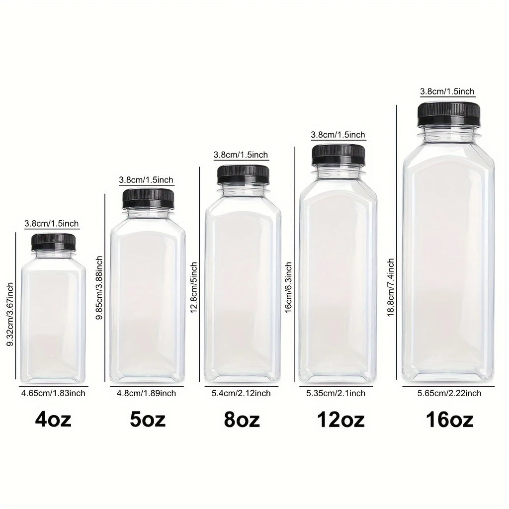 10-Pack Leak-Proof Clear Plastic Juice Bottles 150ml–500ml Plastic Drink Bottles QXL