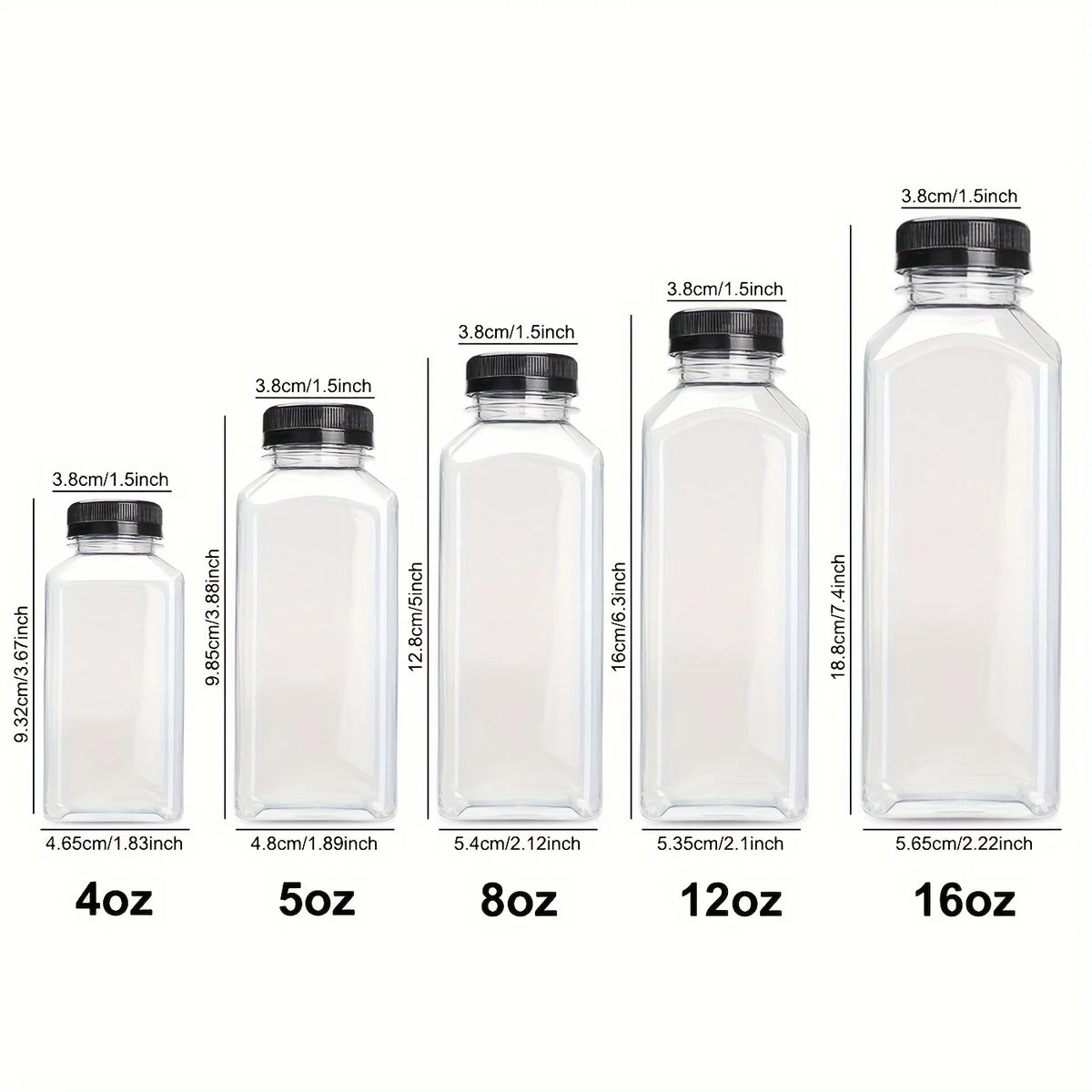 10-Pack Leak-Proof Clear Plastic Juice Bottles 150ml–500ml Plastic Drink Bottles QXL