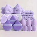 15-Piece Makeup & Skincare Tool Kit – Sponges, Puffs & Brushes Makeup Tool Kit QXL PURPLE