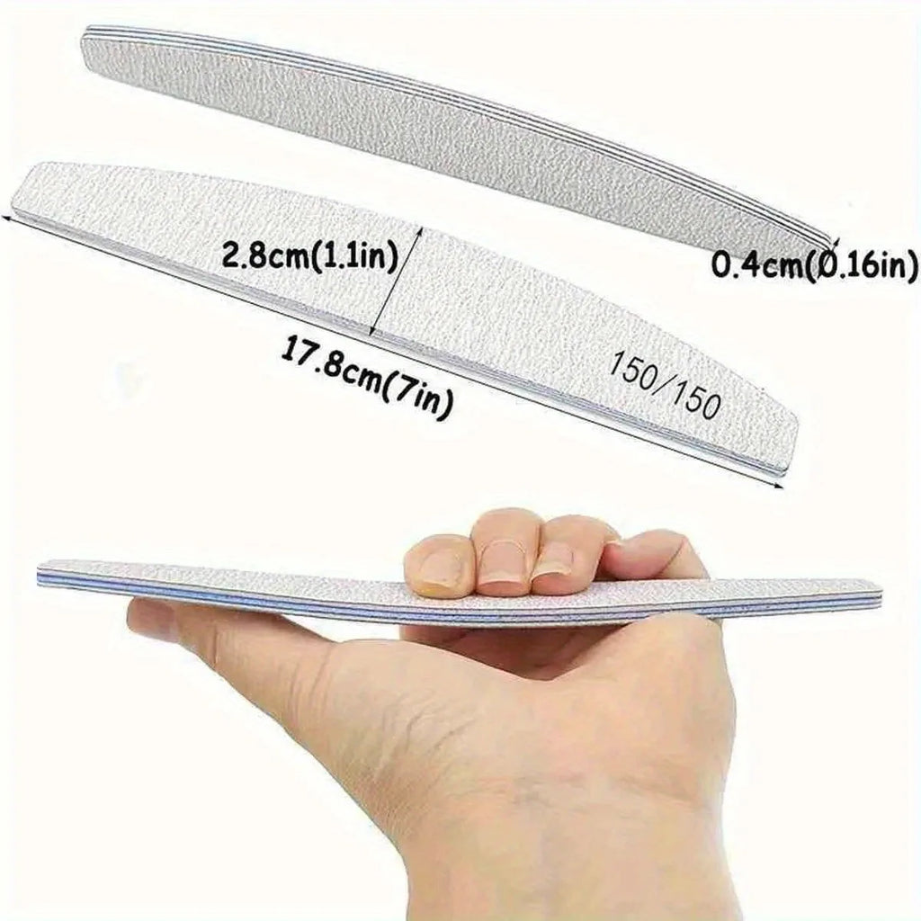Professional Half Moon Nail Files | Sanding & Shaping Set Nail File Set QXL