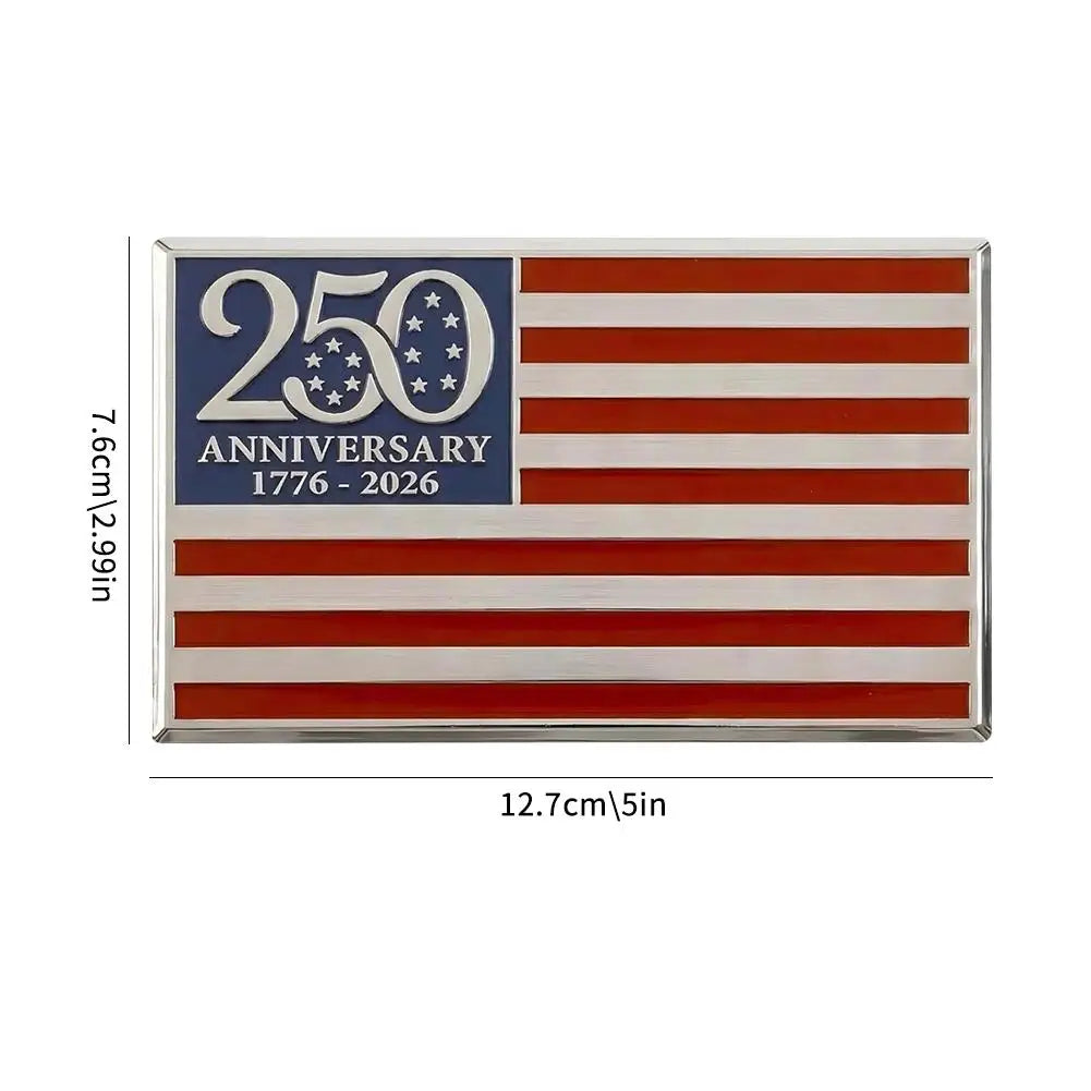 250th Anniversary 1776–2026 Patriotic Metal Flag Car Emblem Metal Car Emblem QXL