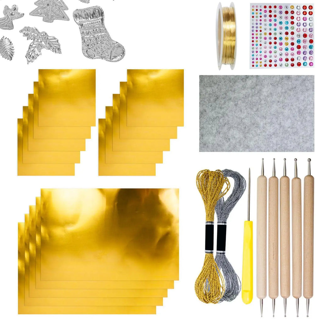 Foil Paper Craft Kit – Gold & Silver Christmas Engraving Art Foil Art Craft Kit QXL