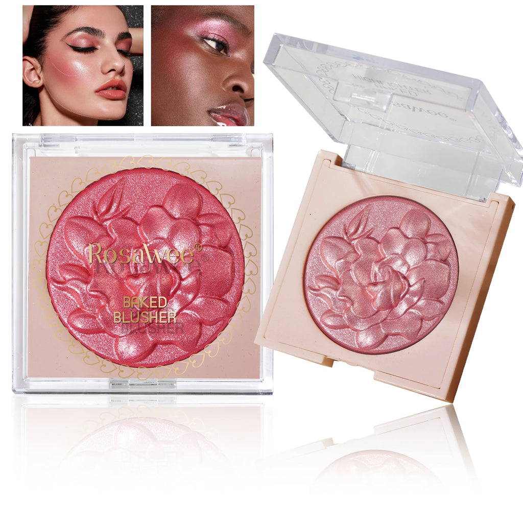 Rosawee Pearlescent Shimmer Blush Powder | Long-Lasting Glow Shimmer Blush Powder QXL