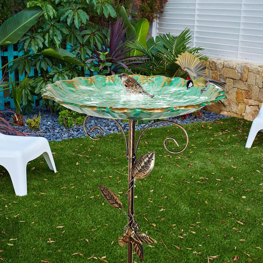 Height-Adjustable Metal Bird Bath & Feeder | Yard & Patio Bird Bath & Feeder QXL