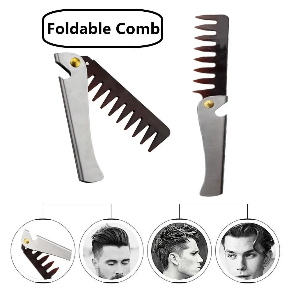 Stainless Steel Foldable Men's Comb | Pompadour Hair Styling Men's Hair Comb QXL