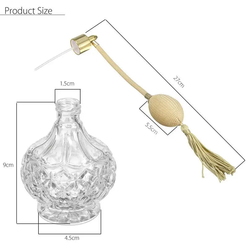 80ml Refillable Glass Perfume Bottle | Gold Atomizer & Tassels Perfume Atomizer Bottle QXL