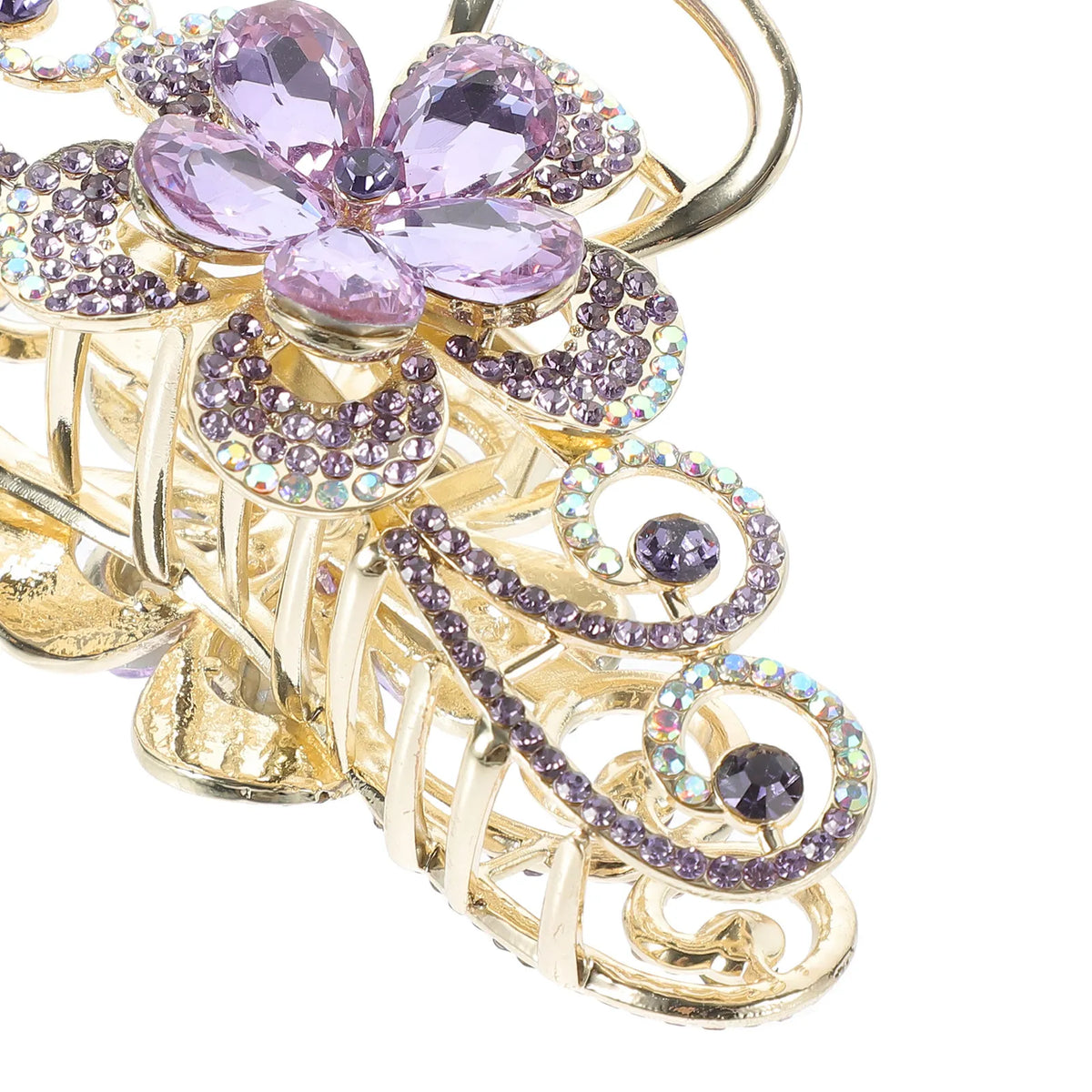 Large Rhinestone Flower Claw Clip | Alloy Hair Jaw Clip Rhinestone Hair Clip QXL