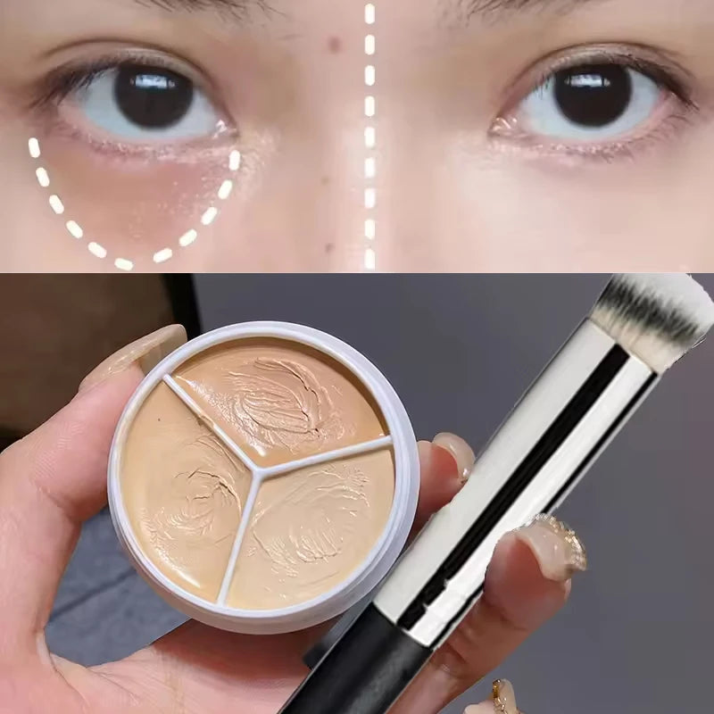 3-Color Contour Concealer Palette with Brush | Full Coverage Concealer Palette QXL