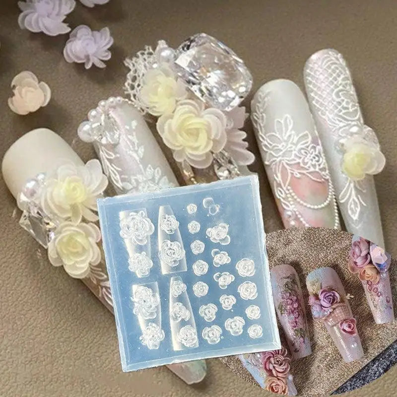 3D Flower & Bow Silicone Nail Art Mold | DIY Rose Design Silicone Nail Mold QXL