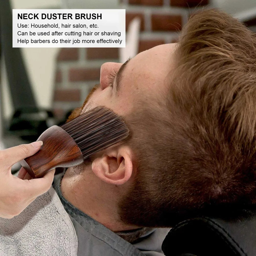Rubberwood Barber Neck Duster Brush | Soft Nylon Bristles Barber Neck Brush QXL