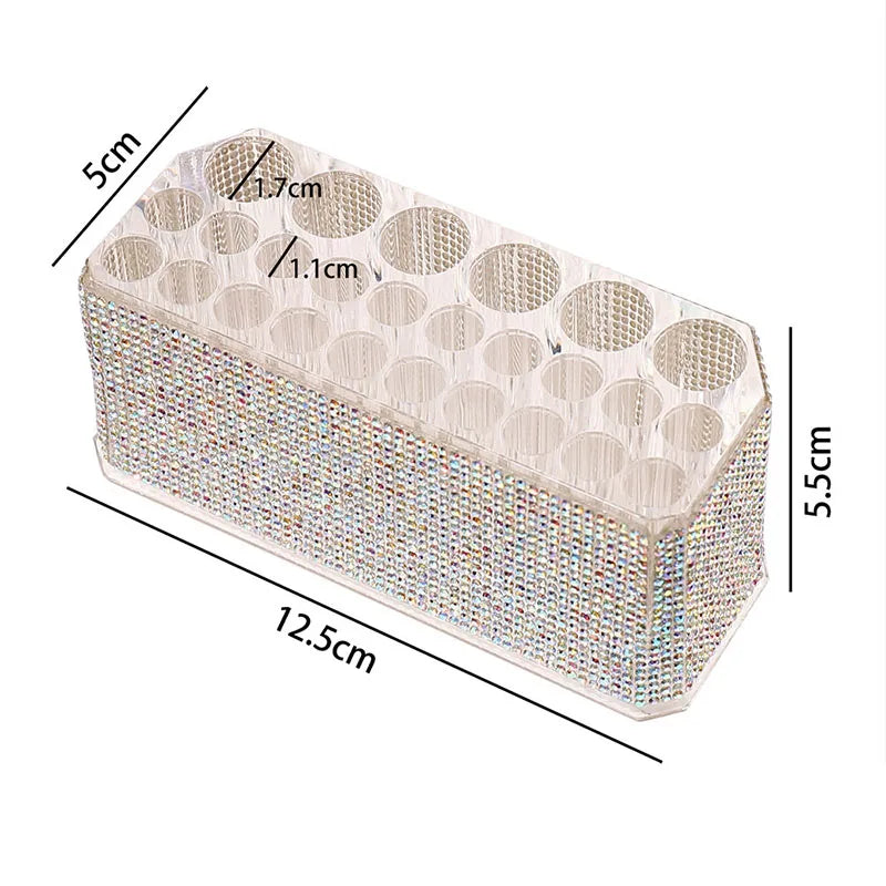 26-Hole Rhinestone Acrylic Makeup Brush Organizer & Holder Makeup Brush Organizer QXL