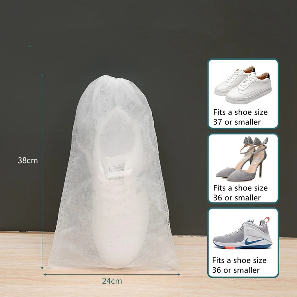 10-Pack Hanging Shoe Storage Bags | Non-Woven Drawstring Organizer Hanging Shoe Storage Bag QXL B359 -S-10pcs