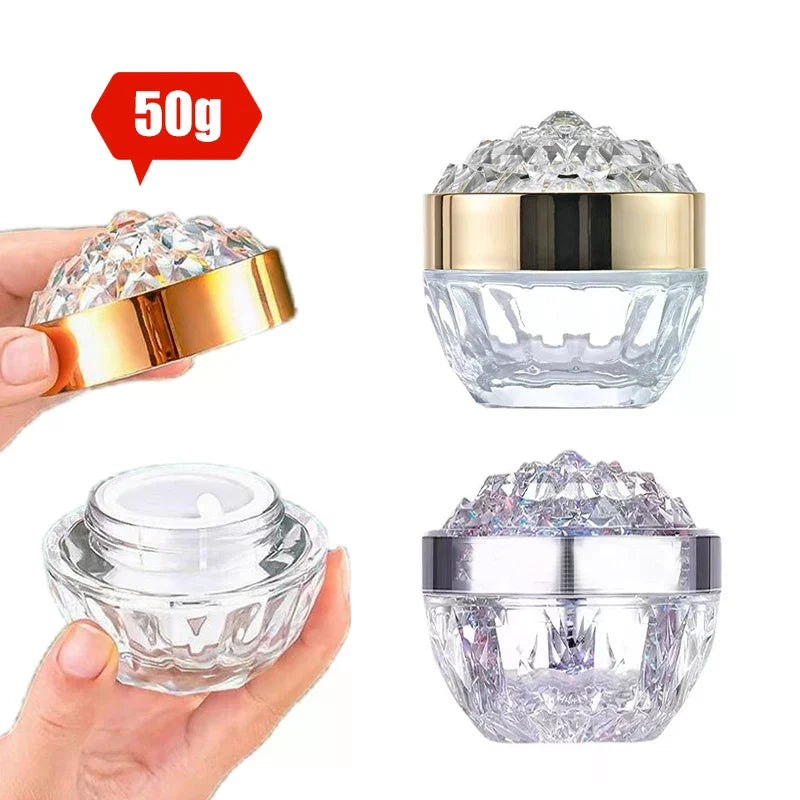 50g Diamond Lid Glass Cosmetic Jar | Cream & Lotion Cosmetic Storage Jar QXL