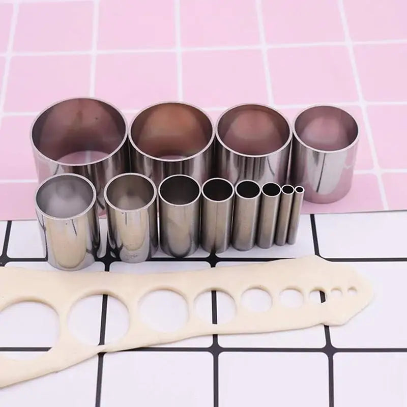12-Piece Round Clay Cutter Set | Circle Punch Fondant & Craft Clay Cutter Set QXL