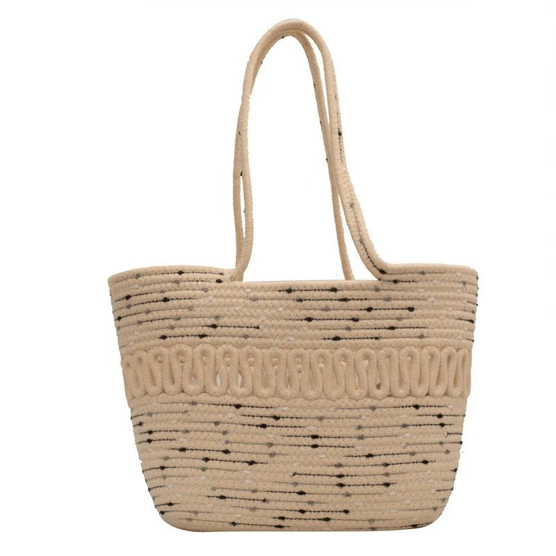 Women's Woven Tote Bag | Large Beach & Travel Shoulder Bag Woven Tote Bag QXL
