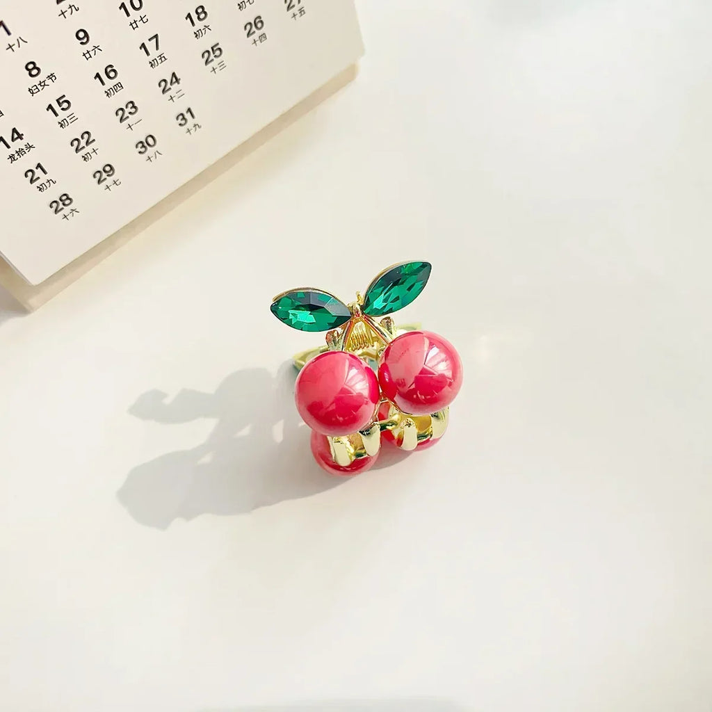 Red Crystal Mini Hair Claw Clip | Rhinestone Korean Style Hair Claw Clip QXL z red