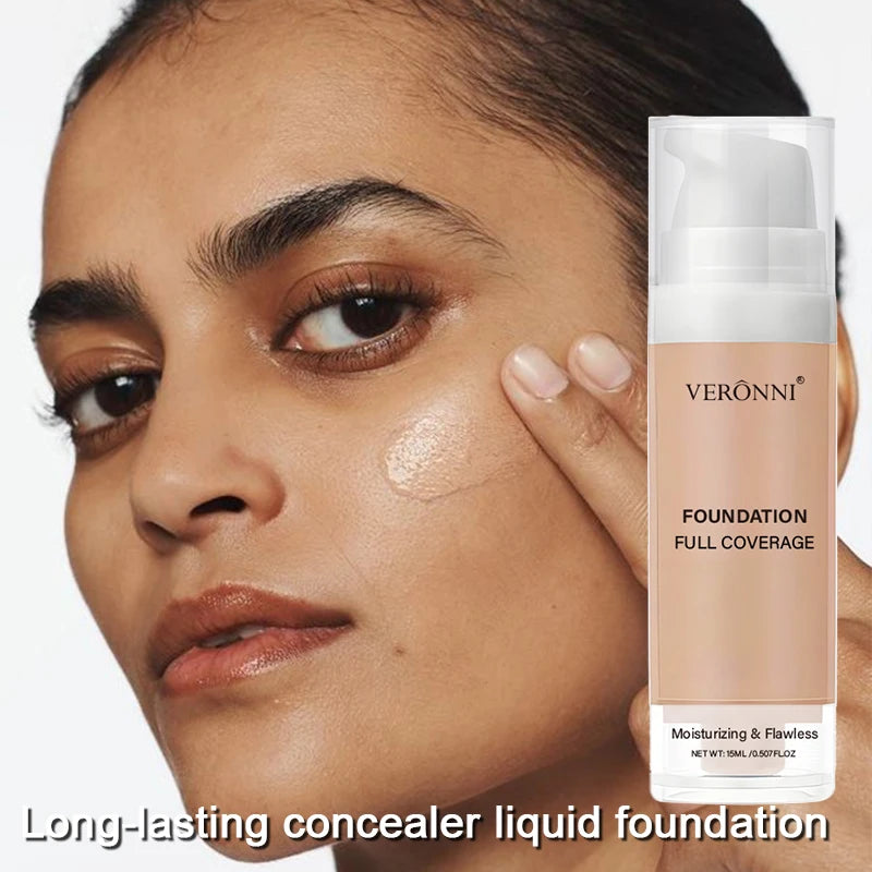 VERONNI 3-Piece Beginner Makeup Kit | Foundation, Primer & Powder Face Makeup Set QXL