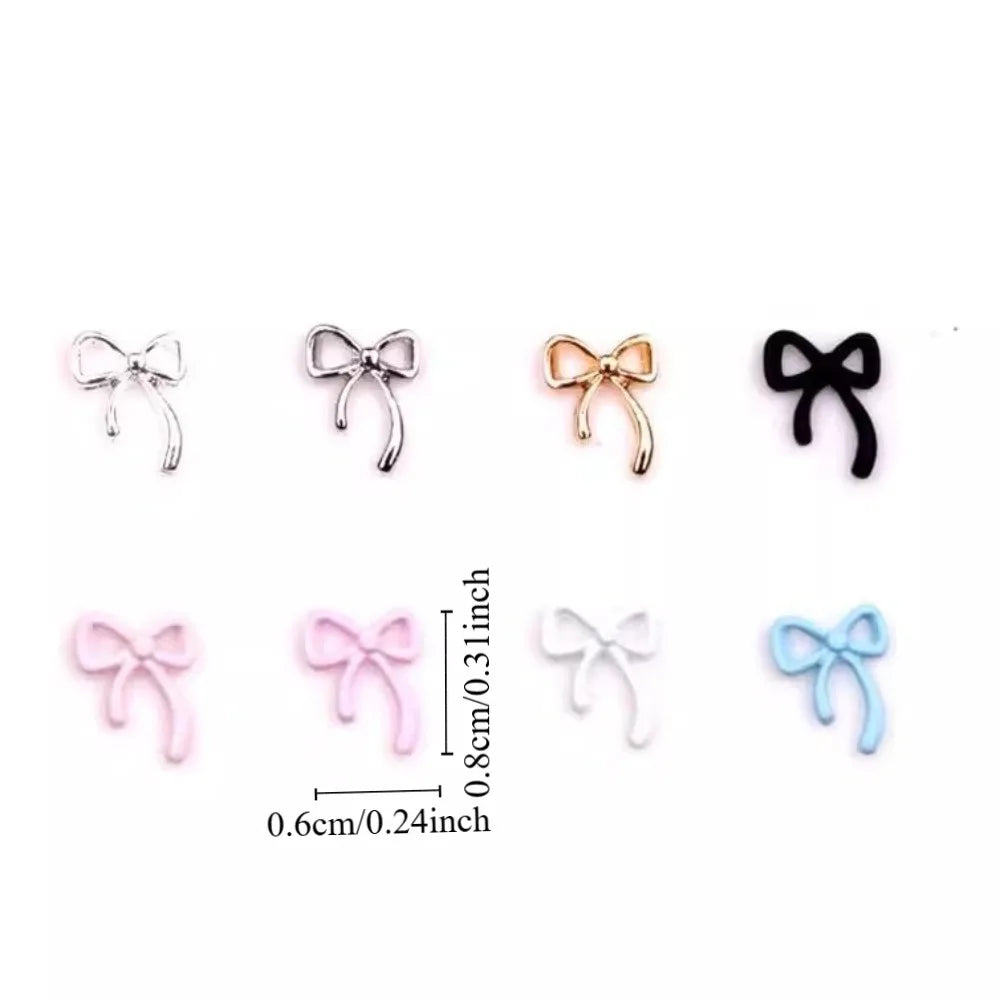 20-Pack 3D Metal Bow Nail Charms | Colorful Bowknot Rhinestones Nail Art Charms QXL