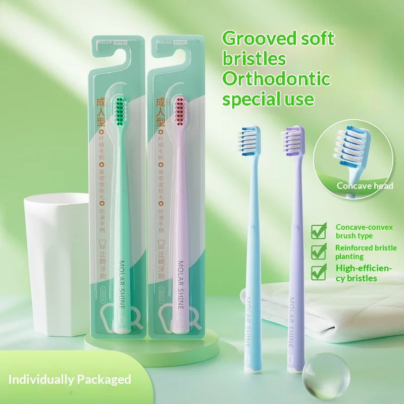 V-Shaped Soft Bristle Toothbrush for Braces – 1 or 2 Pack V-Shaped Toothbrush QXL