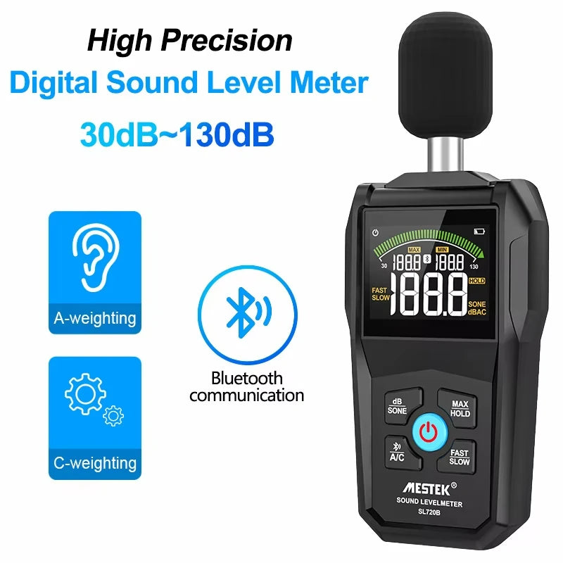 SL720 Sound Level Meter 30–130dB | Portable Decibel Monitor Sound Level Meter QXL