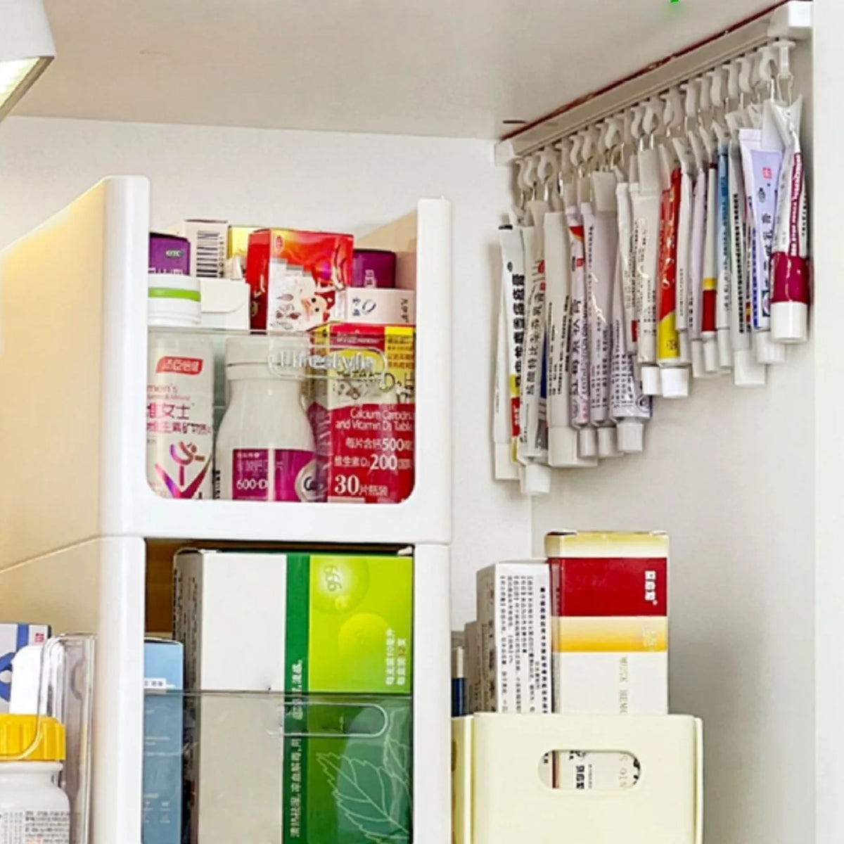 20-Clip Hanging Slide Rail Storage Rack | Door Cabinet Organizer Hanging Storage Rack QXL