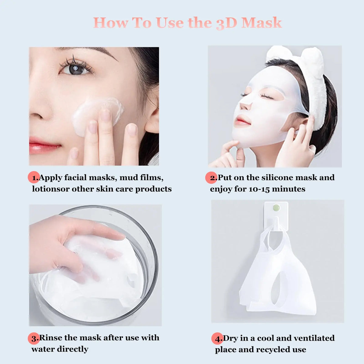 Reusable Silicone Face Mask Cover | Moisturising Skin Seal Silicone Face Mask QXL
