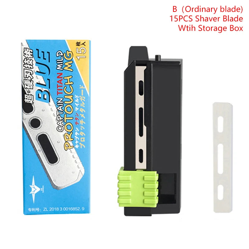15-Pack Single-Sided Stainless Steel Razor Blades with Pusher Razor Blades QXL B